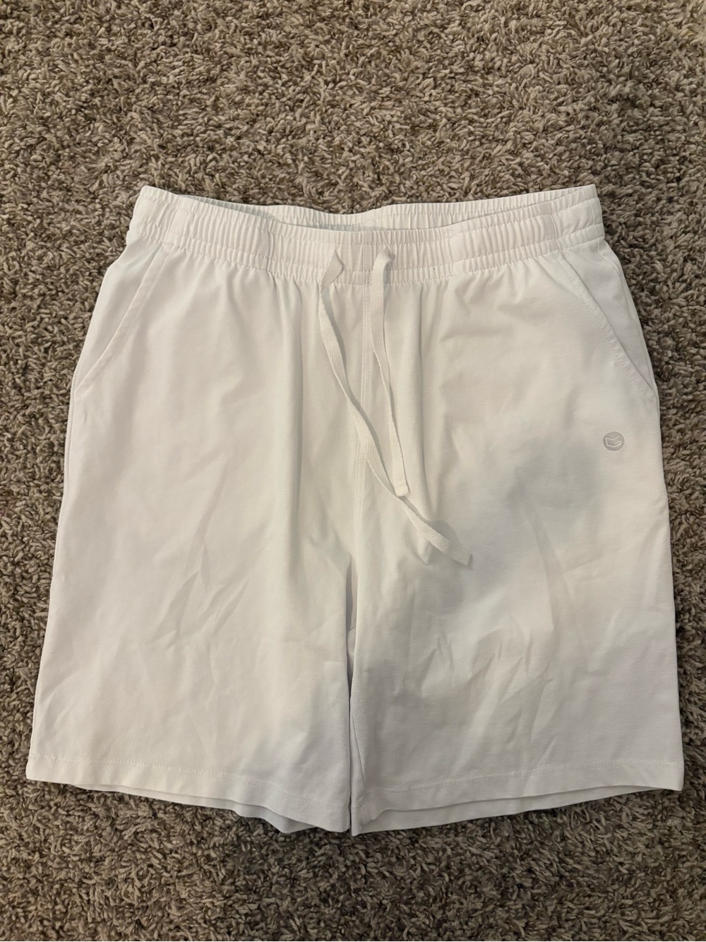 Men's White Athletic Knit Drawstring Shorts